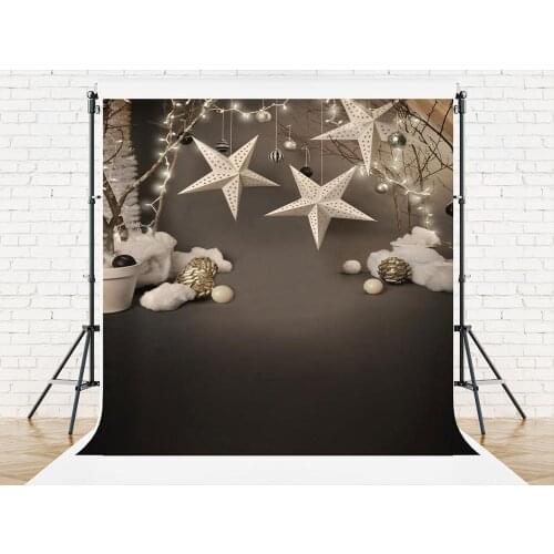 VinylBDS Grey Christmas Photography Backgrounds Lantern Five - Pointed Star Photo Backdrops for Children Photo Studio