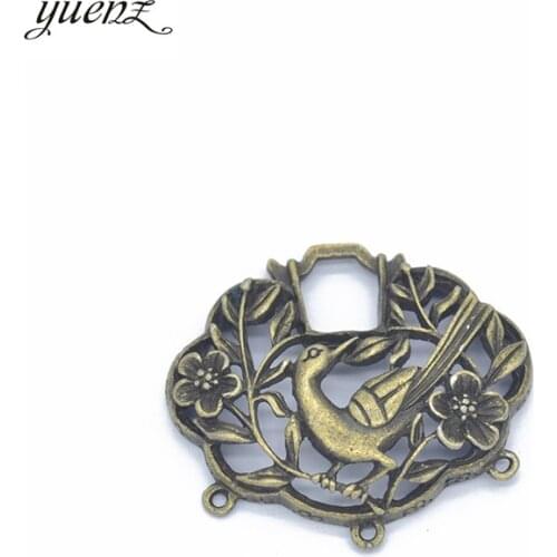 YuenZ 2pcs Antique silver color alloy bird, lock Charms Pendants Necklace Beads for DIY Big Hole Beads Bracelets Charms O112