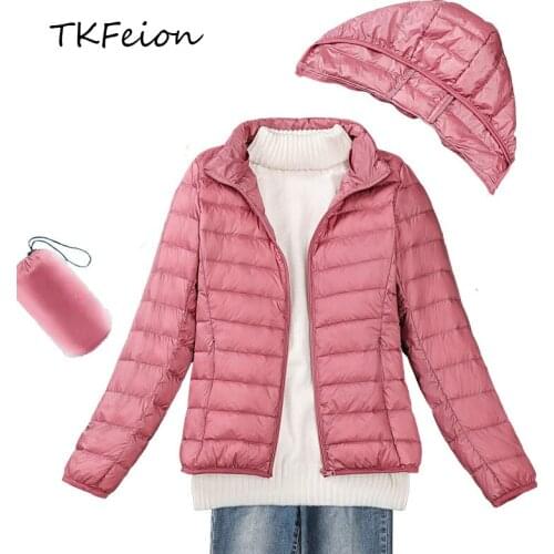 Womens Fashions Jacket with Detachable Hat 10 Colors 2020 Female Duck Down Outwear Coats Light Thin Slim Style Plus Size 4XL 5XL