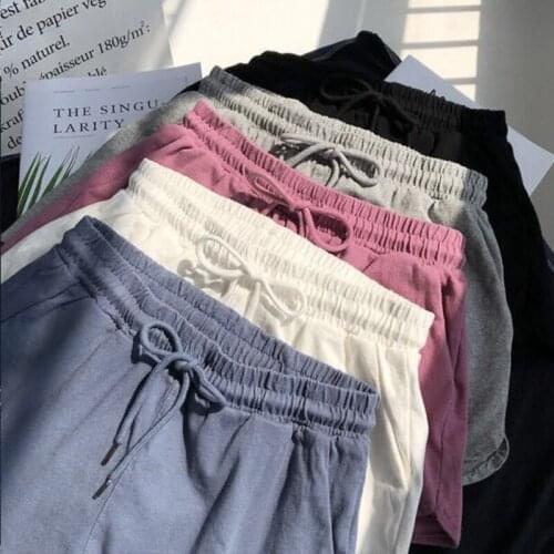 Women Shorts Summer Casual Solid Drawstring shorts high waist loose shorts for girls Soft Cool female short S-3XL