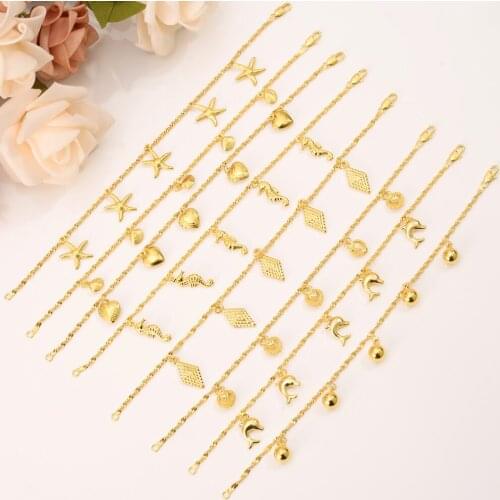 Bangrui 8.26 inches gold heart map beads pendant Chain Bracelet women Jewelry party Gift Wholesale snake Chain Bracelet gifts