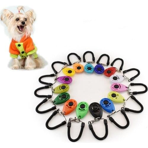 1 Piece Pet Cat Dog Training Clicker Plastic New Dogs Click Trainer Aid Too Adjustable Wrist Strap Sound Key Chain Dog Whistle