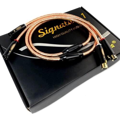 Pair Signature 1 XLR Balance Cable OCC 24K Square Core Copper HiFi Audio Line with Box