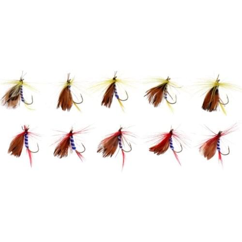 10pcs/box Hand-tied Insects Flies Fly Fishing Flies Nymph Flies Dry Flies Fly Fishing Flies with Box