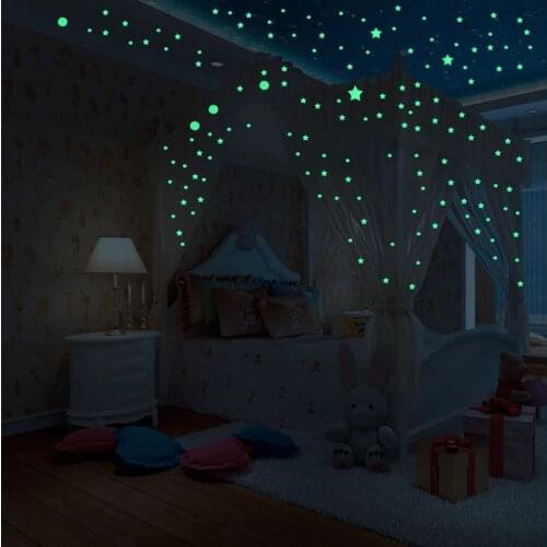 104/407 pcs Luminous dots stars 3D Wall Sticker for kids room living room bedroom decoration decals Glow in the dark Stickers
