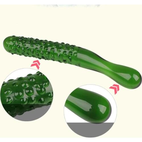 19cm GLASS dildo realistic cucumber Stimulating Butt Plug TOYS sex furniture Crystal anal dildo sex Toys for women