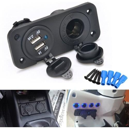 2.1A 1A Dual USB Car Cigarette Lighter Socket Splitter Waterproof Motorcycle Boat Car USB Power Rechargeable Electronic Lighter