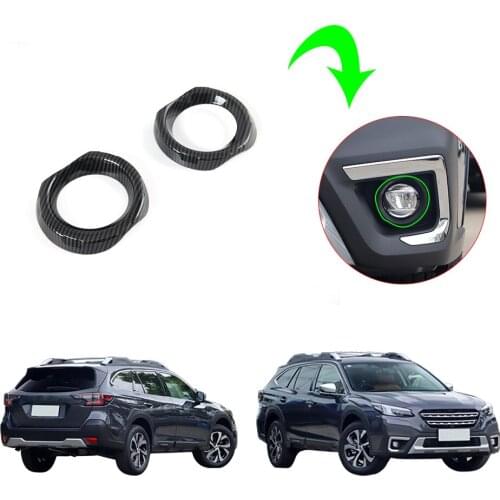 2PCS Bumper Plated ABS Carbon Fiber Front Fog Light Lamp Cover Trim For Subaru Outback 2021