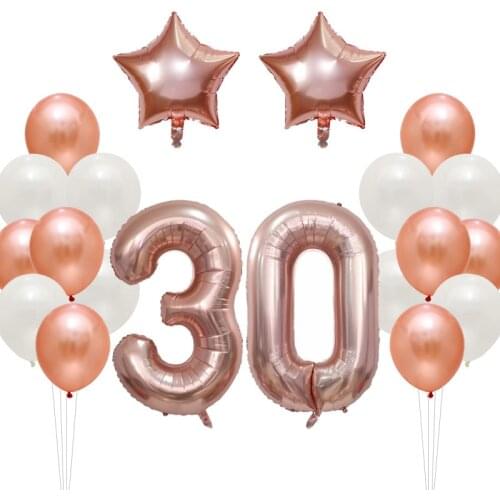 20pcs 30 inch Rose Gold Number Foil Balloons Black Silver digital 18 20 25 30 50 Adult Birthday Party latex balls Decor Supplies