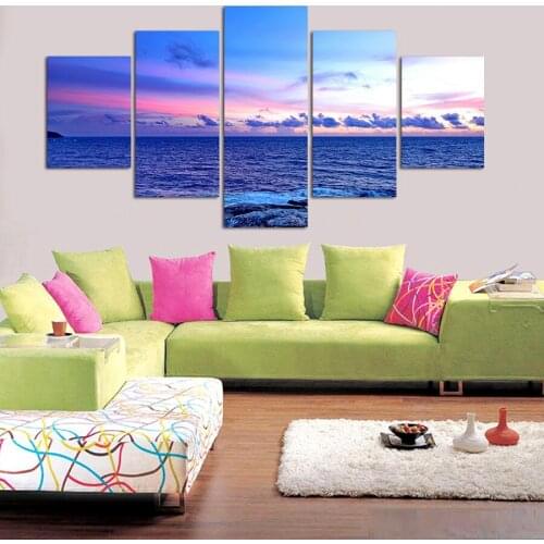 2016 Real No Paintings Oil Painting 5 Panel Modern Print Painting Canvas Art Wall Gift Top Home Decoration Beautiful Sea Cloud