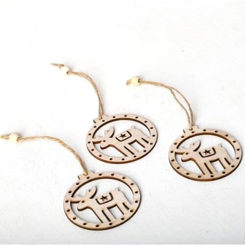 3PCS Christmas Wooden Pendants Ornaments DIY Wood Crafts Xmas Tree Decorations Snowflake Christmas Party Decorations for home