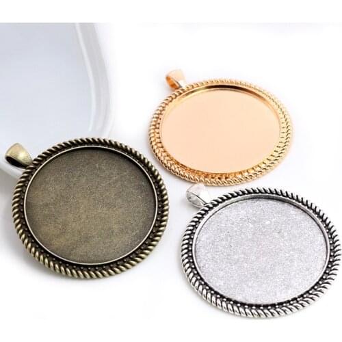 5pcs/lot 40mm Inner Size Antique Bronze and Silver colors plated New Fashion Style Cabochon Base Setting Charms Pendant