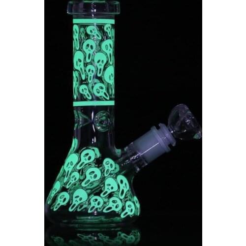 8" Glow in the Dark Scary Skull Glass Oil Lamp for Home Decor