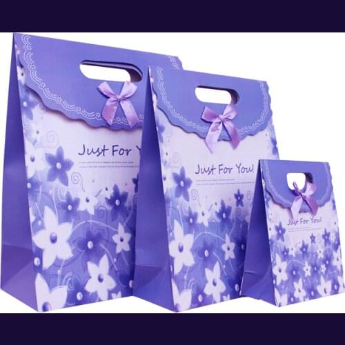 Free Shipping 12 X Purple Gift bag Wedding Birthday Party Paper Portable Gift Bag Party Favor Supply