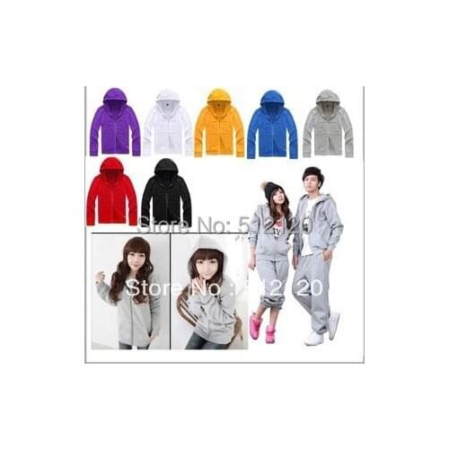 Free shipping couple pullover with a hood loop blank hoodie solid sweatshirt for winter fleece 7 Color M--4XL