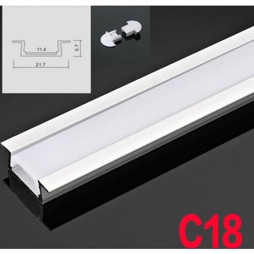 C18 6 Sets 50cm U Shape Recess LED Aluminum Channel System With Diffuse Cover End Caps Aluminum Profile for LED Bar Lights