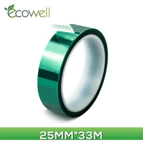 Ecowell 1PCS 25mm*33m Green PET Tape PET High Temperature Shielding Tape suit for PCB Solder Plating Insulation Protection