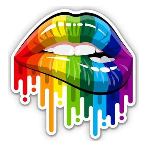 Express Sexy Rainbow Lips Gay Pride - Vinyl Sticker Waterproof Decal