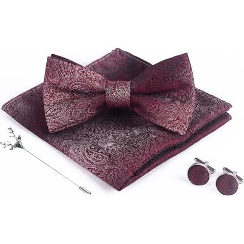 Classic Silk Bow Ties for Men Butterfly Bow Tie Pocket Square Cufflinks Set Men Neck Tie Blue Green Purple Black Ombre Bowtie