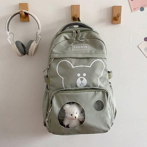 Cute Girl Student Preppy Style Bookbags Transparent Solid Outer Bag Oxford Women Backpack Lovely Female Large Capacity Bagpack