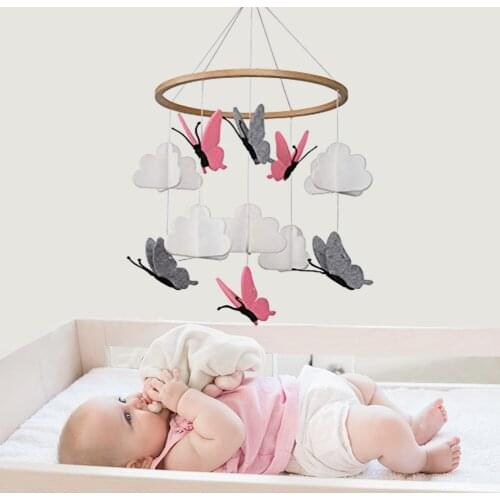 Baby Crib Mobile Butterflies In The White Clouds Baby Ceiling Hanging Nursery Decor Agreeable