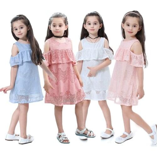 Fashion Kids Girl Dress 2021 Summer New Sweet Child Lace Ruffled Sleeveless Princess Vestidos 2-10 Years Teenager Clothing