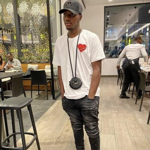 Palm Angels new red love embroidered pin mens and womens short-sleeved loose T-shirt trend