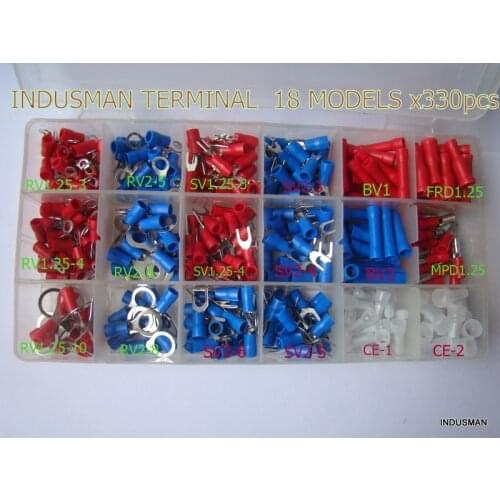 Terminales 330pcs/lot Insulated Terminals Electrical Crimp Connector Spade Ring Fork Assortment Kit