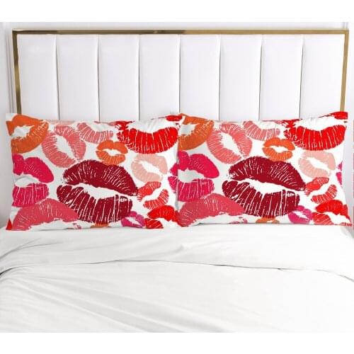 PillowCase Bedding 2PCS Pillow Cases For Bedroom,Home Decoration 50x70cm 50x75cm Pillow Cover Customize Size Red Kiss