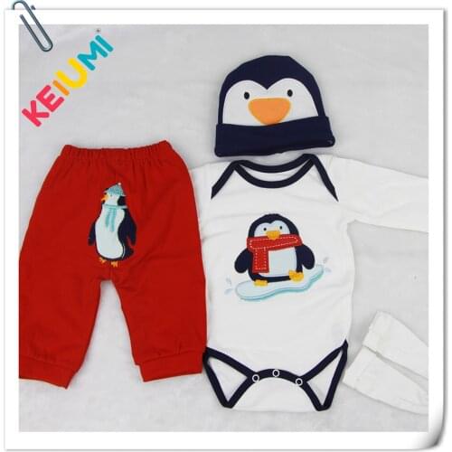 Lovely Penguin Reborn Baby Doll Clothes 4 pcs Sets design For 22-23 inch Baby Boy Doll Accessories Hat Shirt Trousers Socks