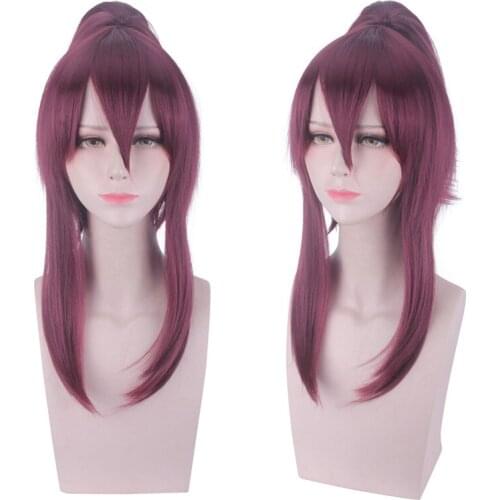 LOL New Skin K/DA Cosplay Wigs Akali Cosplay Headwear Game LOL KDA 45CM Mixed purple Heat Resistant Synthetic Hair Wig