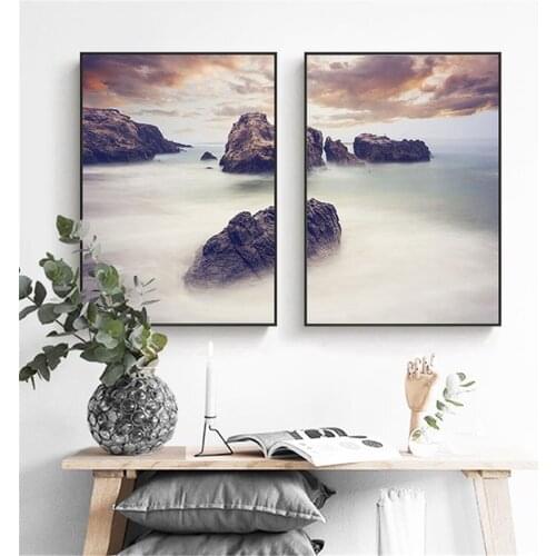 Beautiful Beach Seaside Rock Poster Canvas Print Painting Wall Art Living Room Home Decoration