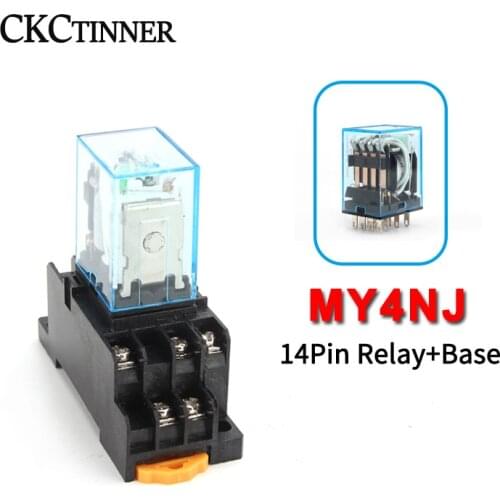 Intermediate Relay HH54P MY4NJ Micro Small Electromagnetic Relay AC/DC 12V 24V AC110V 220V 380V With 14 pins Socket base PYF14A