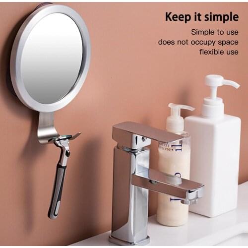Stainless Steel Anti Fog Shower Mirror Bathroom Shaving Mirror wall Vanity Makeup Mirror Bathroom Supplies With Suction Cup Hook