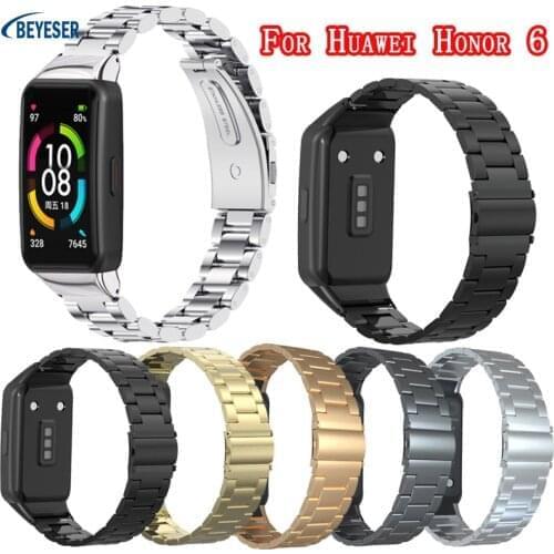 Stainless Steel Band Straps For Huawei Band6 Smart Wristband Bracelet Replacement Watchband For Huawei Honor 6 Metal Correa New