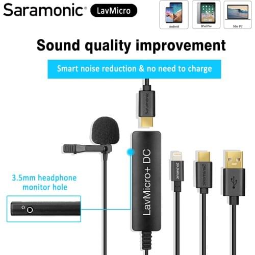 Saramonic LavMicro DC U1A U1B U1C U3A U3-OP Omnidirectional Lavalier Microphone Android Mic Clip on System Perfect for Recording
