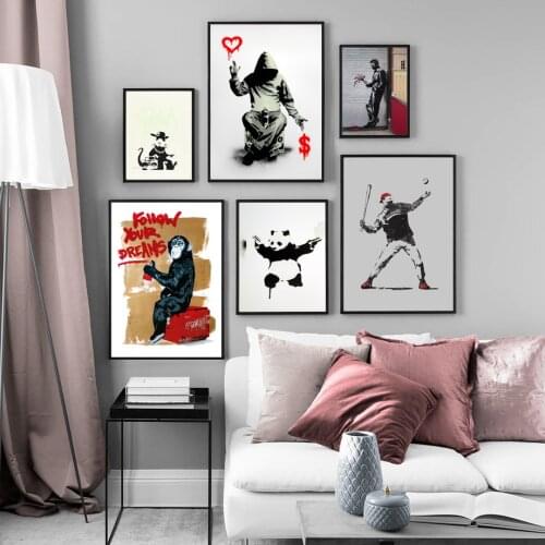Modern Abstract Funny Monkey Panda Sketch Poster Wall Art Picture Print Canvas Painting Nordic Living Room Decoration