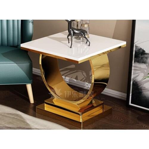Modern simple Golden Corner tea table, stainless steel corner and porch negotiation table