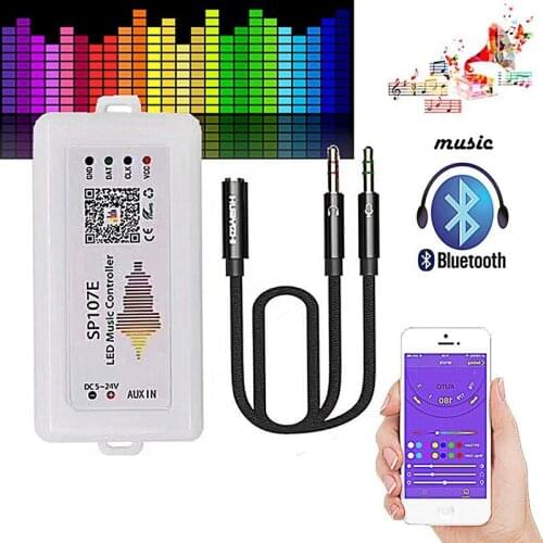 Wifi RGB SP107E Pixel IC SPI Smart LED Music Bluetooth Controller Portable For WS2812 SK6812 SK9822 RGBW APA102 LPD8806 Strip