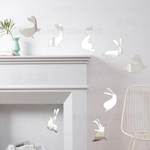 Mirror Wall Stickers Room Decoration Sticker Bedroom Decor Living Decals Bunny Rabbit Cute Childrens Kids Girl Nursery R112