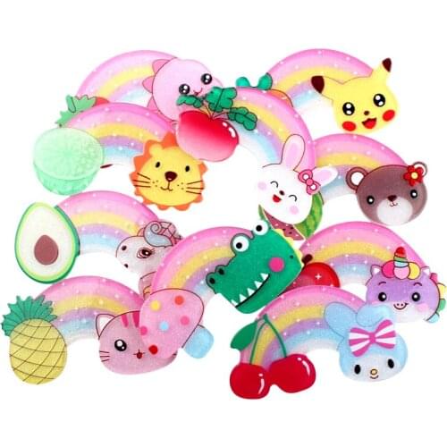 10 Pcs 55*32mm Cartoon Fruit Rainbow Scrapbook Paste DIY Craft Christmas Ornament Keychain Pendant Childrens Hairpin Material