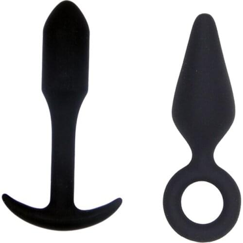 2PCS Sexy Black Silicone Anal Plug Massage Adult Sex Toys For Women Man Gay Anal Butt Plug Set Anal Plugs Vibrador Sex Products