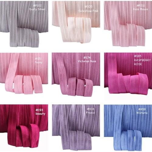 5/8 inch fold over elastic, 100yards/color/roll, 100 colors foe in stock, pls note the color code when place order