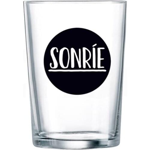 5 pcs of vinyl to decorate glasses and cups in Black "Be happy"