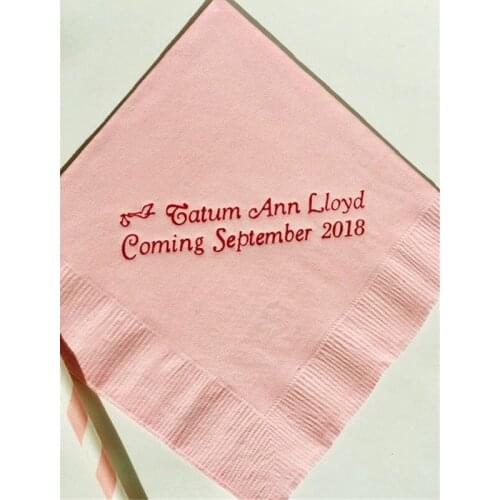50 Personalized Napkins Baby Shower Personalized Cocktail Beverage Paper Party Monogram Custom Luncheon Avail Wedding Party