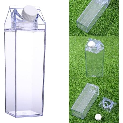 500ml Milk Box Shaped Bottle Transparent Plastic Milk Bottle Water Drinking Bottle Reusable Carton Tough Plastic Cup For Student