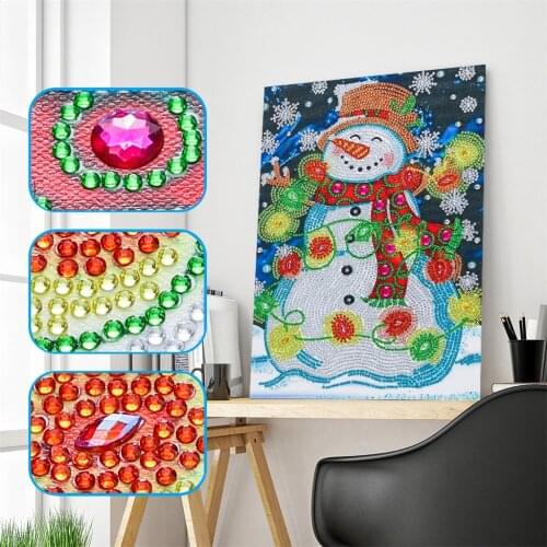 5D DIY Special Shaped Diamond Painting Snowman Cross Stitch Mosaic Kit Wall Arts Crafts Christmas Party Decorative Accessories