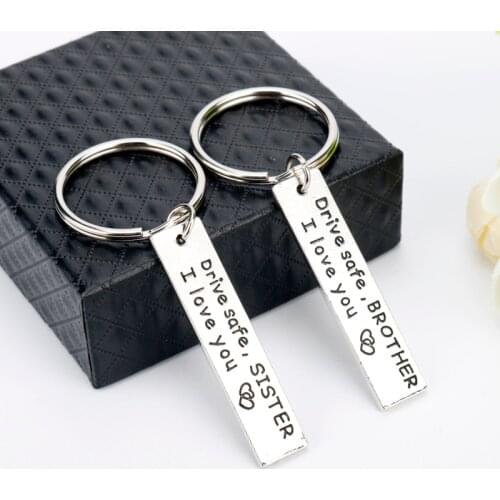 Dongsheng Fashion Family Keyring Gifts Engraved Drive Safe I Need You Here With Me Keychain Brother Sister Jewelry Key Chain-50