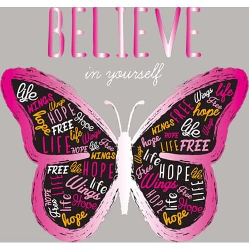 Butterfly Decor Iron Patch Diy Fashion Heat Transfer Tops Vinyl Appliqued Diy Accessories Patch Believe In Yourself