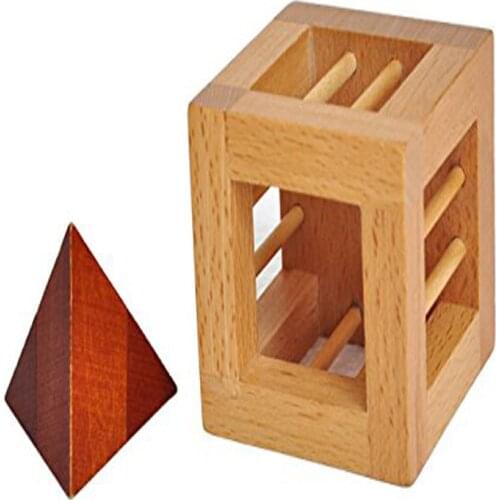 Beech Wood Lock Puzzles Wooden Toys Genius Toy Can You Take Triangle Out Educational Toys For Children Adult Imagine Developing